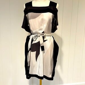 BCBG Stylish color block silk dress in EUC